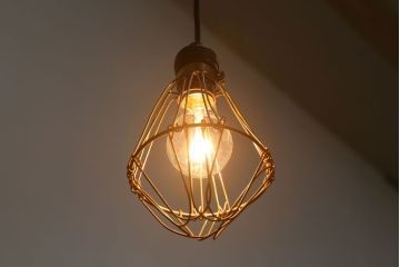 ビンテージ　シャビーなワイヤーシェードライト(ペンダントライト)(1)