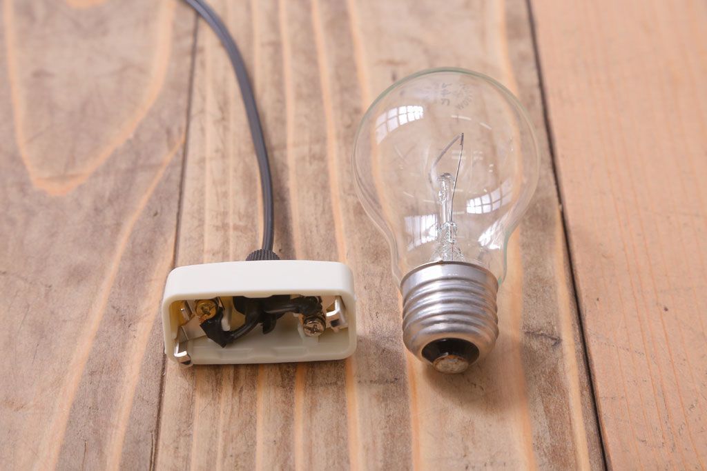 ビンテージ　シャビーなワイヤーシェードライト(ペンダントライト)(1)