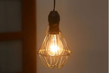 ビンテージ　シャビーなワイヤーシェードライト(ペンダントライト)(2)