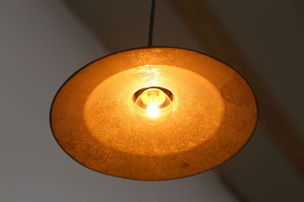 ビンテージ　ジャンクスタイル!アルミシェード平笠天井照明(1)