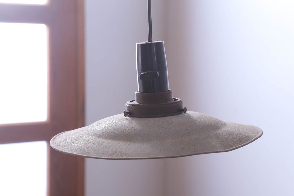 ビンテージ　ジャンクスタイル!アルミシェード平笠天井照明(2)