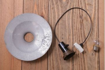 ビンテージ　ジャンクスタイル!アルミシェード平笠天井照明(2)