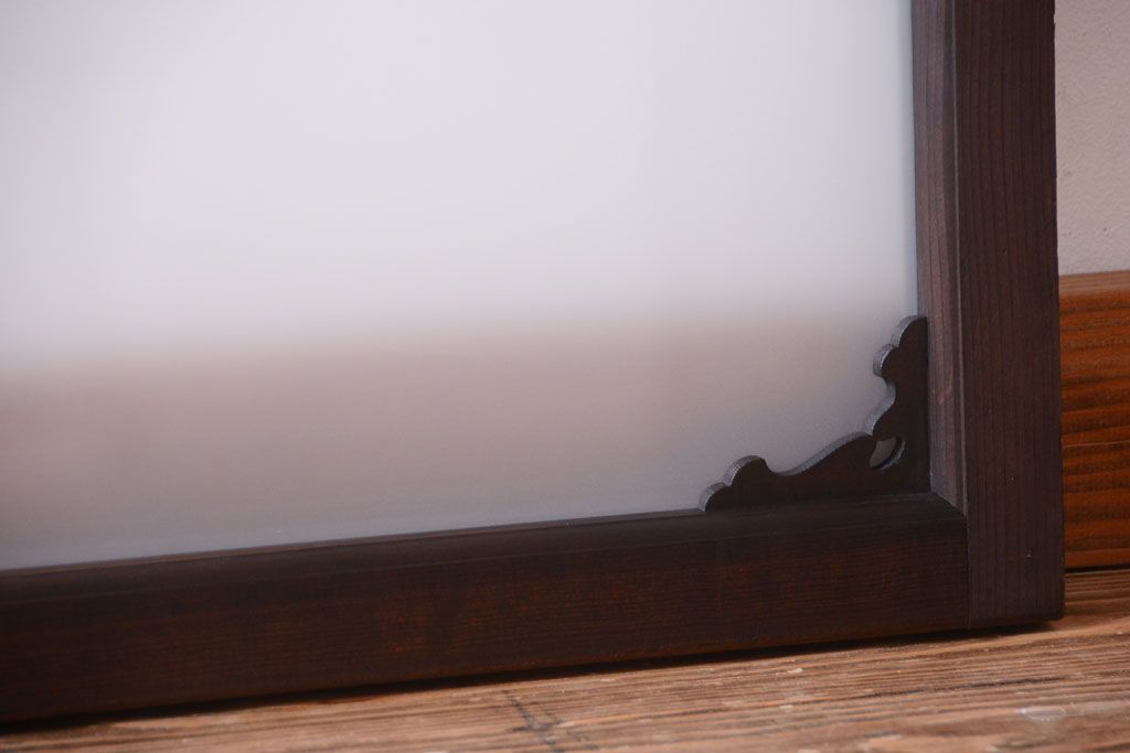 大正ロマン　すりガラス入り!上品な木製明り取り