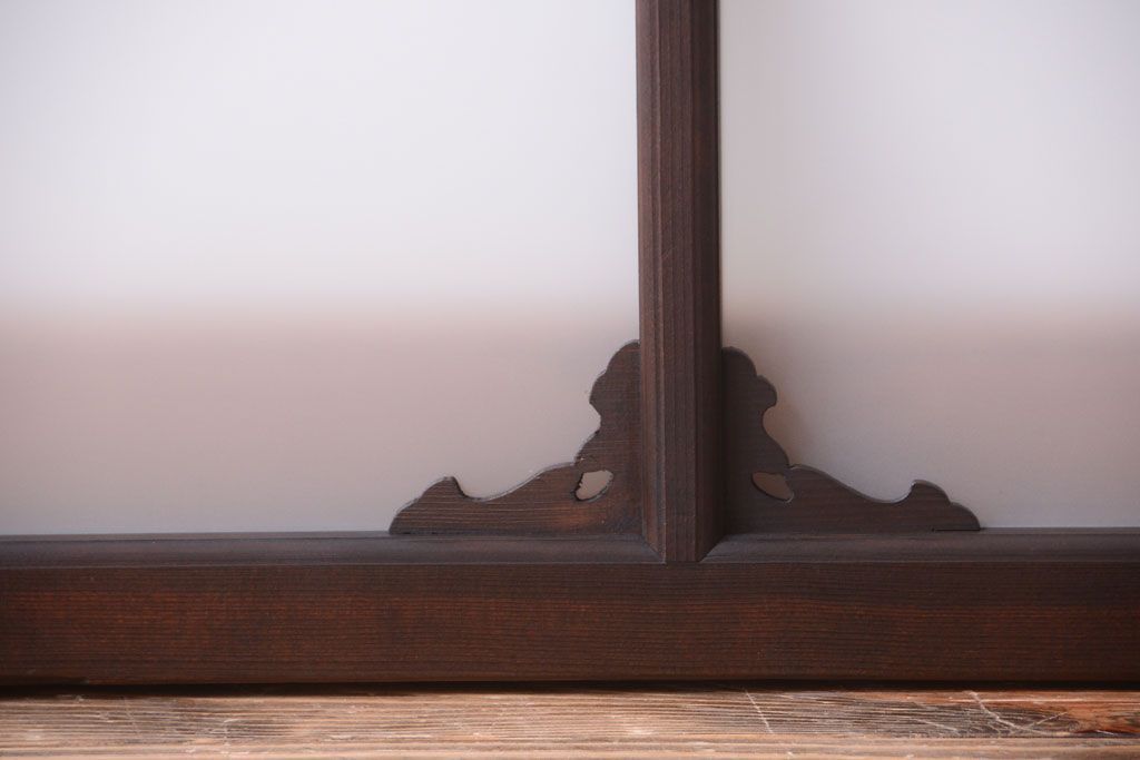 大正ロマン　すりガラス入り!上品な木製明り取り