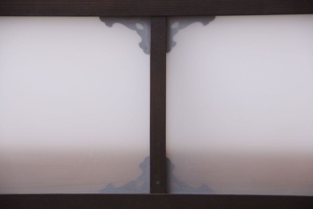 大正ロマン　すりガラス入り!上品な木製明り取り