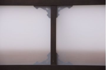 大正ロマン　すりガラス入り!上品な木製明り取り