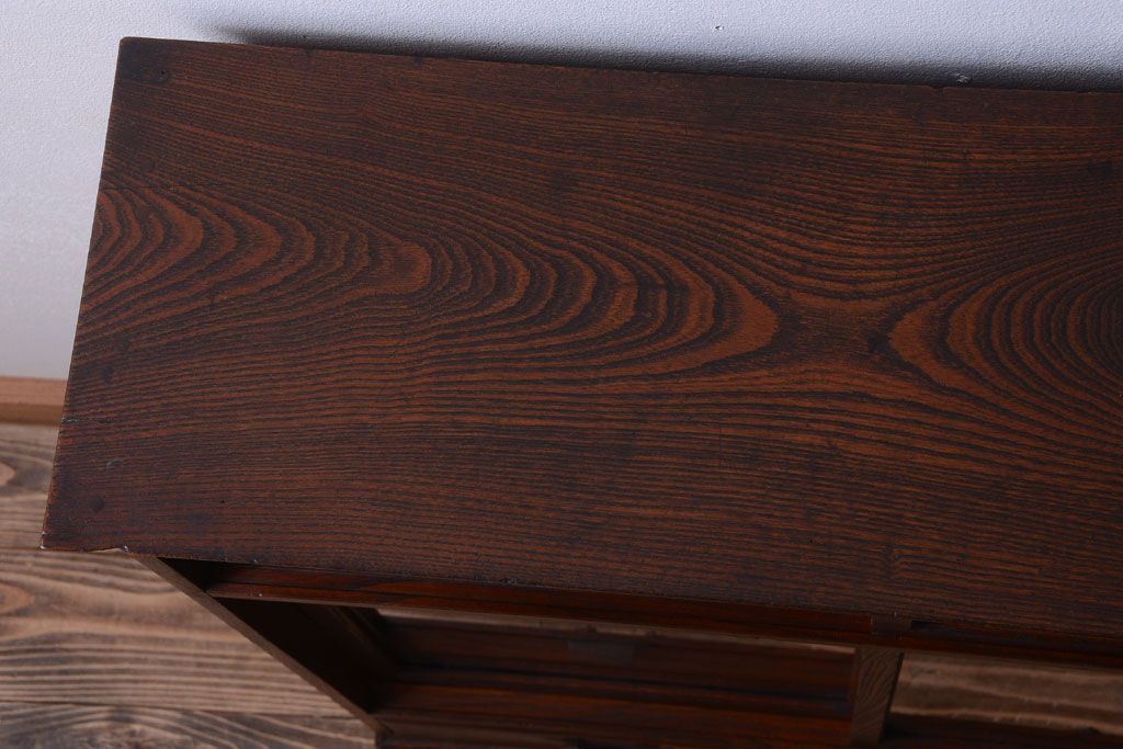 アンティーク家具　古民具・骨董　大正期　三方欅材!上品な茶箪笥(収納棚)