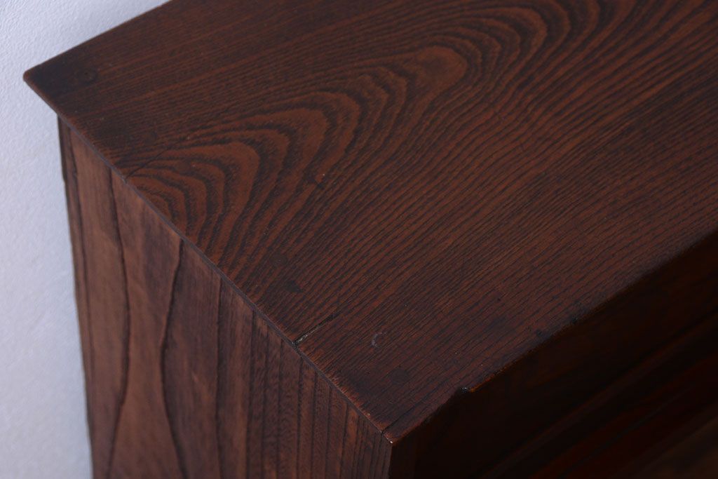 アンティーク家具　古民具・骨董　大正期　三方欅材!上品な茶箪笥(収納棚)