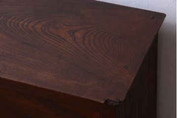 アンティーク家具　古民具・骨董　大正期　三方欅材!上品な茶箪笥(収納棚)