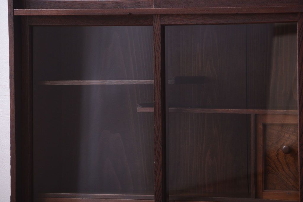 アンティーク家具　古民具・骨董　大正期　三方欅材!上品な茶箪笥(収納棚)