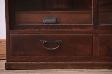 アンティーク家具　古民具・骨董　大正期　三方欅材!上品な茶箪笥(収納棚)