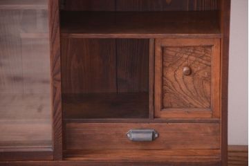 アンティーク家具　古民具・骨董　大正期　三方欅材!上品な茶箪笥(収納棚)