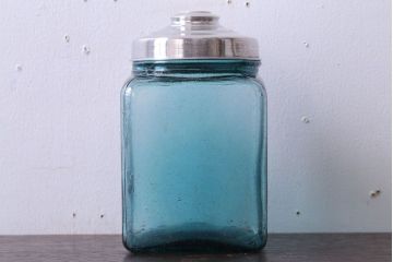 アンティーク雑貨　和製アンティーク　大正期　古い青色ガラス瓶