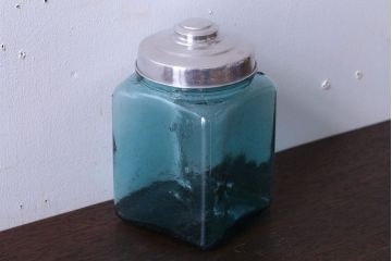 アンティーク雑貨　和製アンティーク　大正期　古い青色ガラス瓶