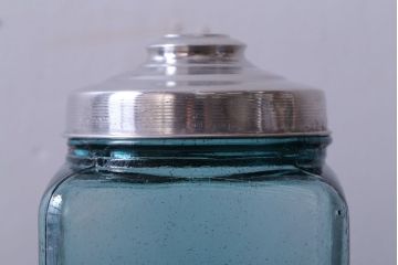 アンティーク雑貨　和製アンティーク　大正期　古い青色ガラス瓶