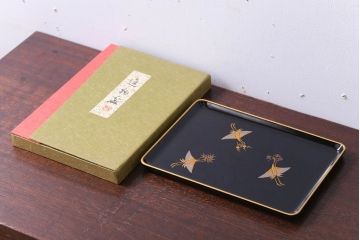 アンティーク雑貨　中古　象彦　進物盆(祝儀盆・切手盆)　(箱付き)