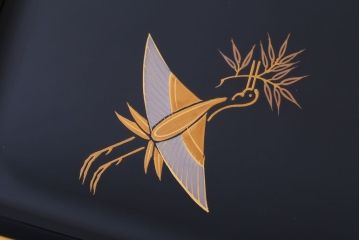 アンティーク雑貨　中古　象彦　進物盆(祝儀盆・切手盆)　(箱付き)