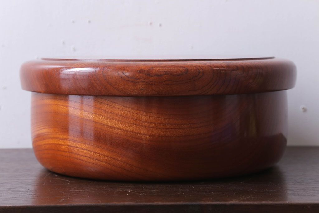 アンティーク雑貨　和製アンティーク　古い欅材製の刳り貫き茶櫃(小物入れ)(2)