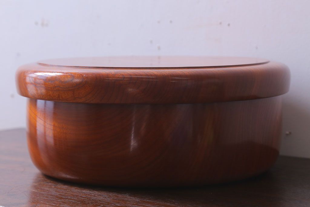 アンティーク雑貨　和製アンティーク　古い欅材製の刳り貫き茶櫃(小物入れ)(2)