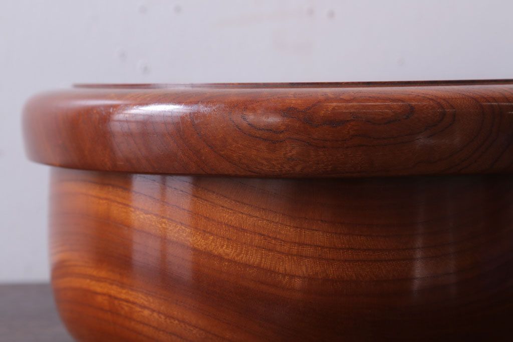 アンティーク雑貨　和製アンティーク　古い欅材製の刳り貫き茶櫃(小物入れ)(2)