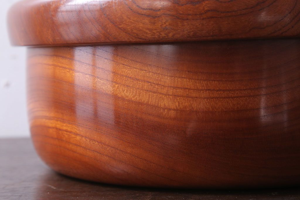 アンティーク雑貨　和製アンティーク　古い欅材製の刳り貫き茶櫃(小物入れ)(2)