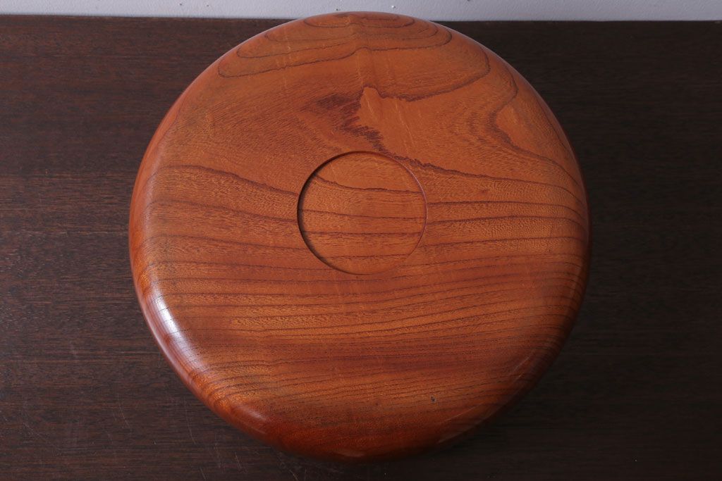 アンティーク雑貨　和製アンティーク　古い欅材製の刳り貫き茶櫃(小物入れ)(2)