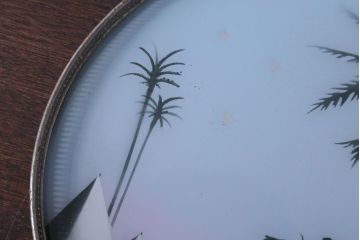 アンティーク雑貨　昭和レトロ　砂漠柄の古いガラストレー・コースターセット