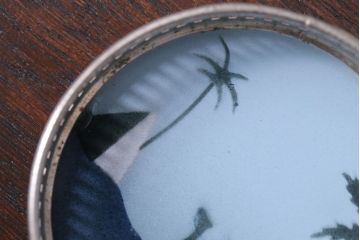 アンティーク雑貨　昭和レトロ　砂漠柄の古いガラストレー・コースターセット