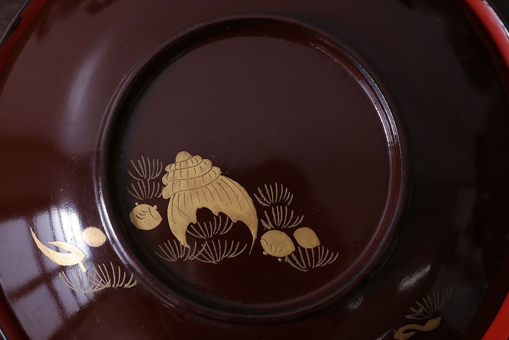 和製アンティーク　大正〜昭和　木製お椀5客セット(1)