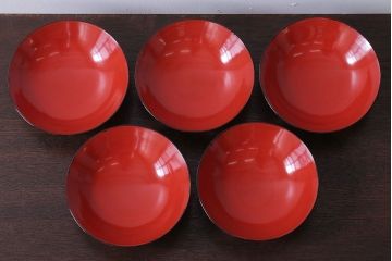 和製アンティーク　大正〜昭和　木製お椀5客セット(1)