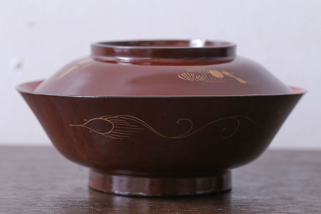 和製アンティーク　大正〜昭和　木製お椀5客セット(1)