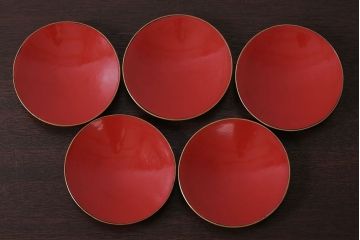 和製アンティーク　大正〜昭和期　シンプルな木製椀5客セット(1)