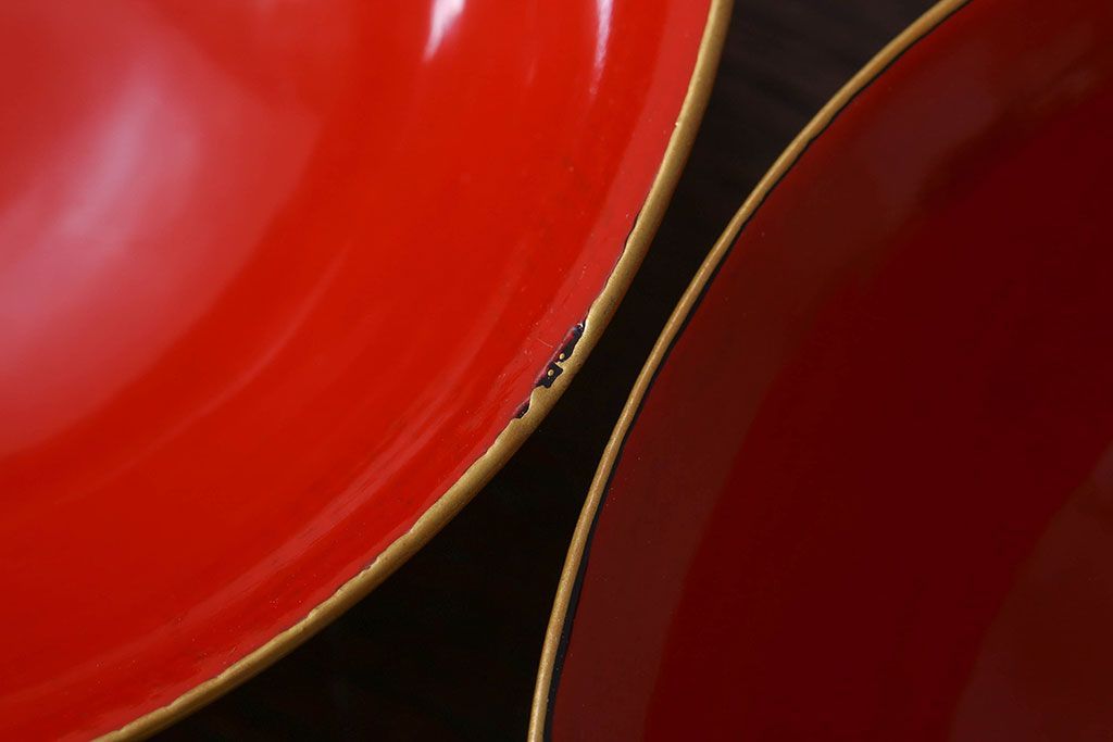 アンティーク雑貨　和製アンティーク　大正〜昭和期　シンプルな木製椀5客セット(2)