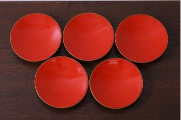 アンティーク雑貨　和製アンティーク　大正〜昭和期　シンプルな木製椀5客セット(2)