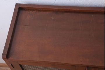 レトロ家具　昭和レトロ　チェッカーガラス入り!古い木のブックケース(本箱)