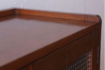 レトロ家具　昭和レトロ　チェッカーガラス入り!古い木のブックケース(本箱)