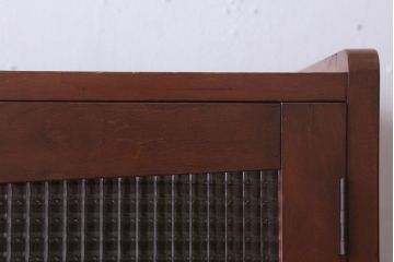 レトロ家具　昭和レトロ　チェッカーガラス入り!古い木のブックケース(本箱)