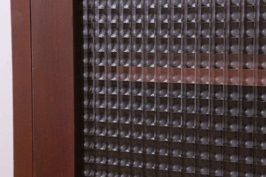 レトロ家具　昭和レトロ　チェッカーガラス入り!古い木のブックケース(本箱)