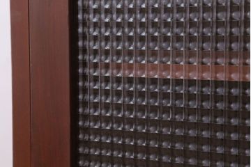 レトロ家具　昭和レトロ　チェッカーガラス入り!古い木のブックケース(本箱)