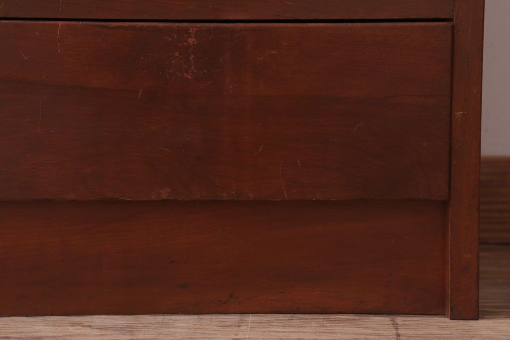 レトロ家具　昭和レトロ　チェッカーガラス入り!古い木のブックケース(本箱)