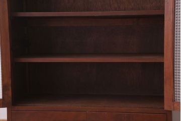 レトロ家具　昭和レトロ　チェッカーガラス入り!古い木のブックケース(本箱)