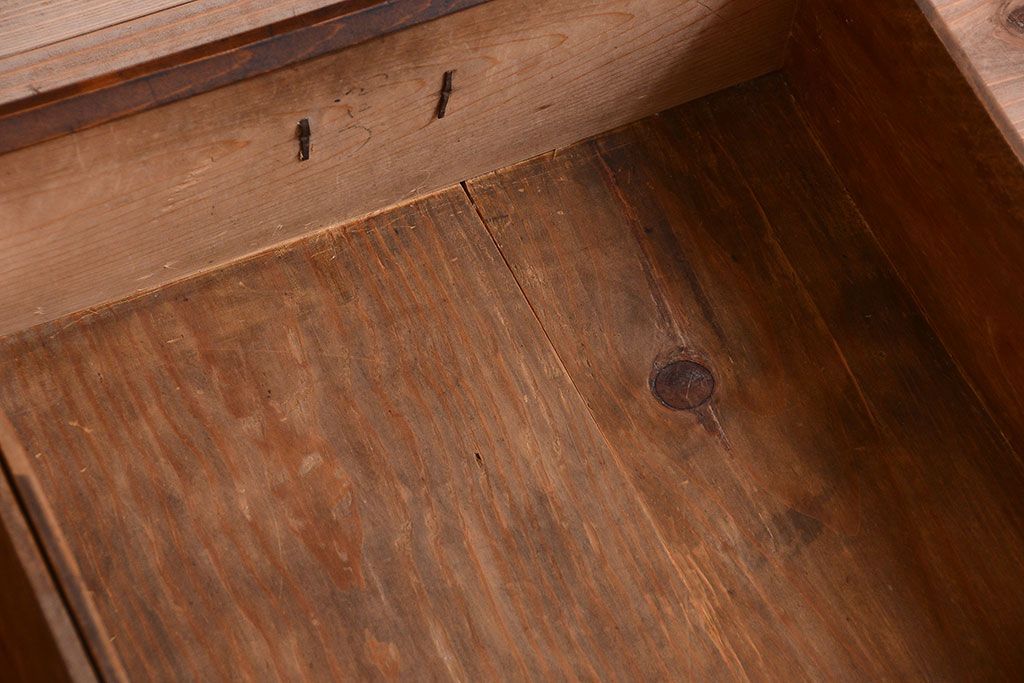 アンティーク家具　古民具・骨董　明治期　味わい深い古い引き戸収納棚(2)