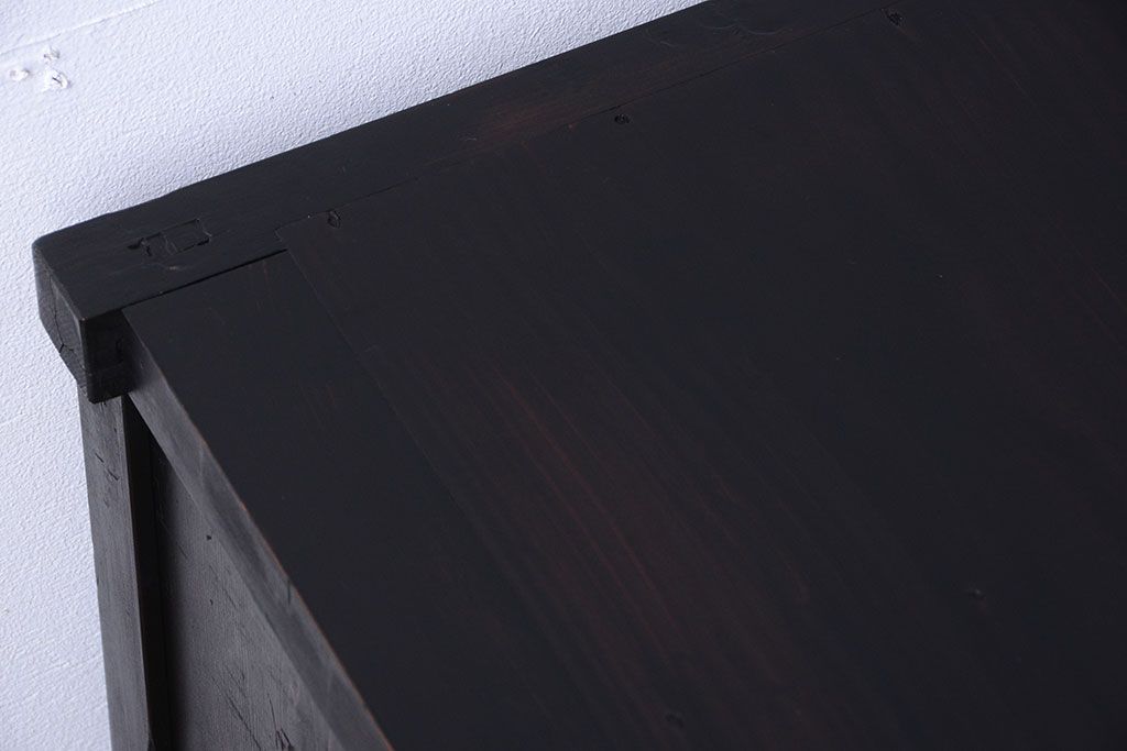 アンティーク家具　古民具・骨董　明治期　味わい深い古い引き戸収納棚(2)