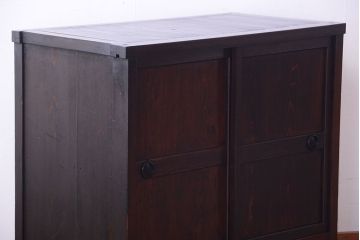 アンティーク家具　古民具・骨董　明治期　味わい深い古い引き戸収納棚(2)