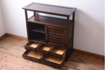中古　民芸家具　上質な欅製の飾り棚(戸棚・収納棚)