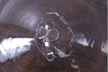 アンティーク雑貨　和製アンティーク　青縁がかわいい古いガラスの金魚鉢