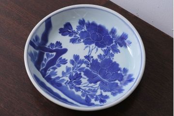 アンティーク雑貨　古民具・骨董　明治期　菊の図　アンティーク染付大皿(1)