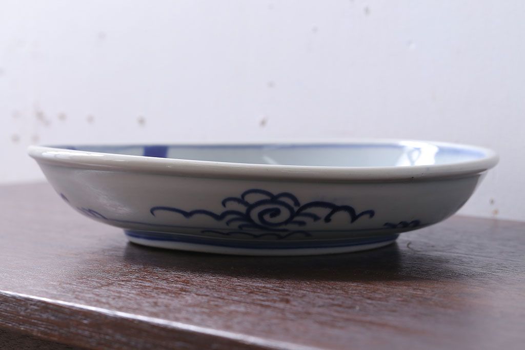 アンティーク雑貨　古民具・骨董　明治期　菊の図　アンティーク染付大皿(1)