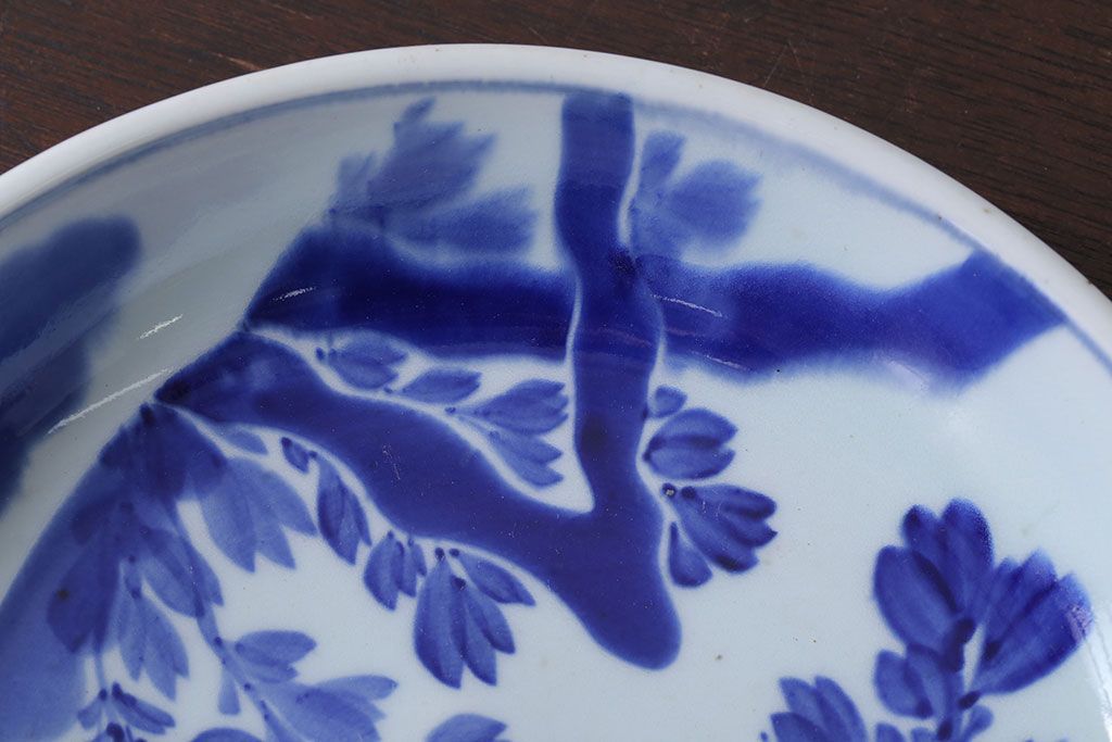 アンティーク雑貨　古民具・骨董　明治期　菊の図　アンティーク染付大皿(1)