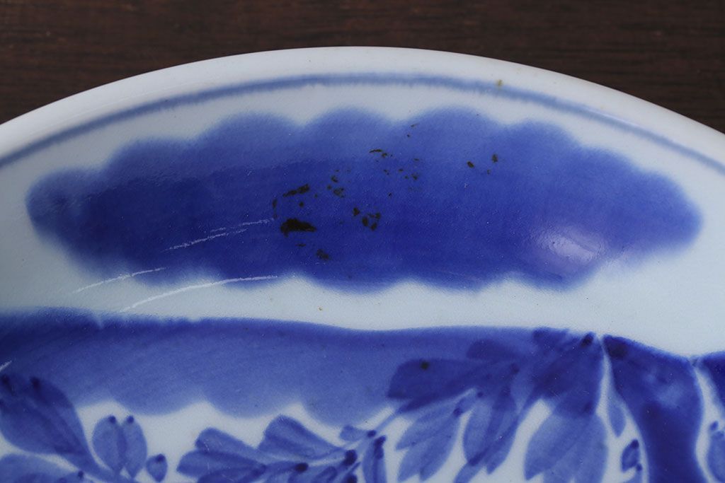 アンティーク雑貨　古民具・骨董　明治期　菊の図　アンティーク染付大皿(1)